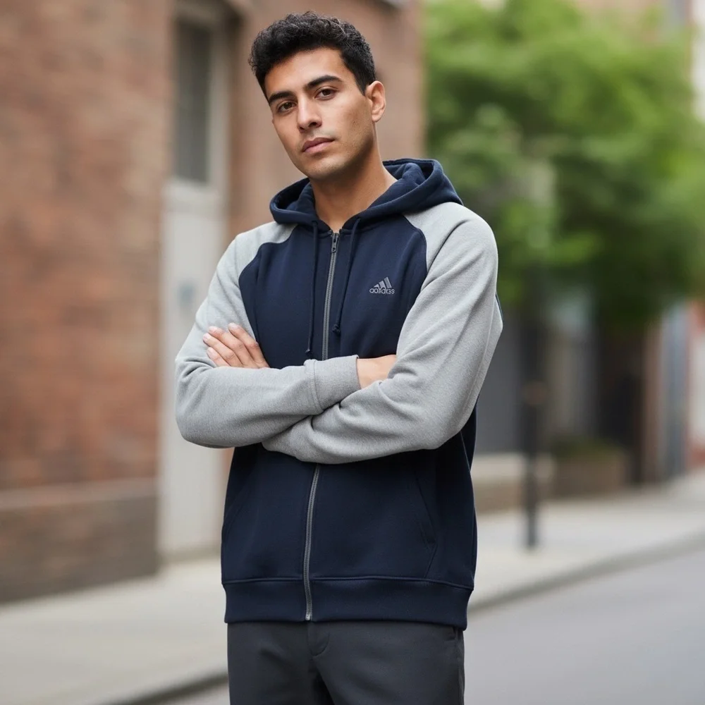 B2 Mens ADIDAS Climawarm Full Zip Performance Hoodie Sweatshirt Jacket M
